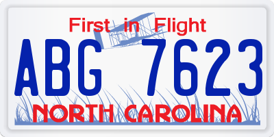 NC license plate ABG7623