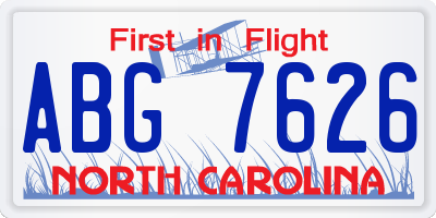 NC license plate ABG7626