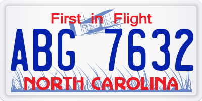 NC license plate ABG7632