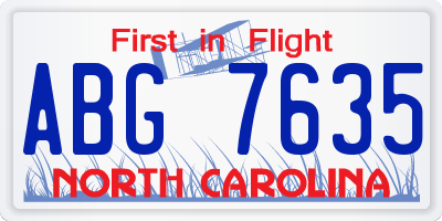 NC license plate ABG7635