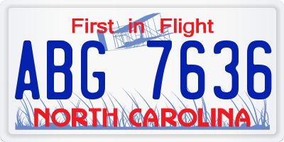 NC license plate ABG7636