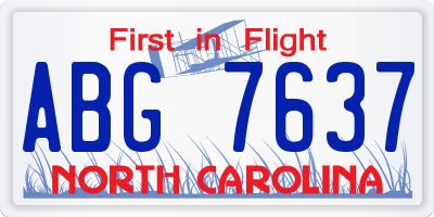 NC license plate ABG7637