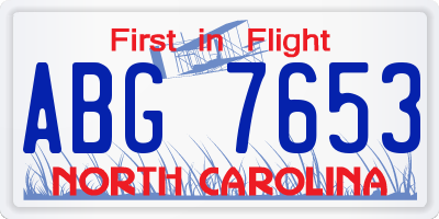 NC license plate ABG7653