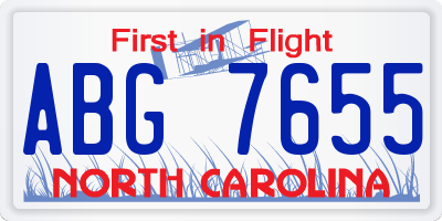 NC license plate ABG7655