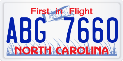 NC license plate ABG7660