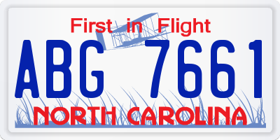 NC license plate ABG7661