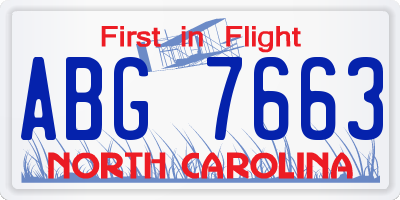 NC license plate ABG7663