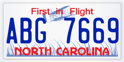 NC license plate ABG7669