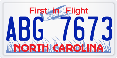 NC license plate ABG7673