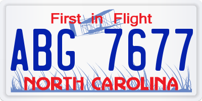 NC license plate ABG7677