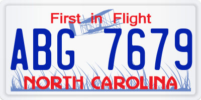 NC license plate ABG7679