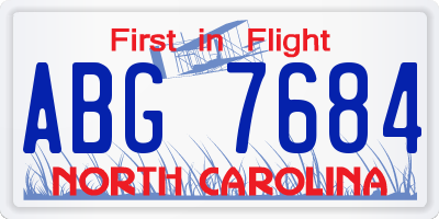 NC license plate ABG7684