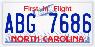 NC license plate ABG7686
