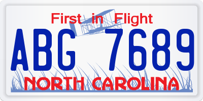 NC license plate ABG7689