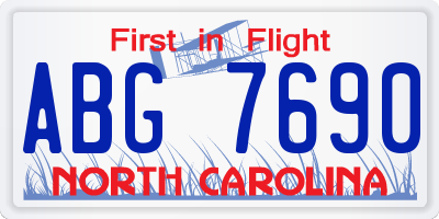 NC license plate ABG7690