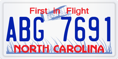 NC license plate ABG7691