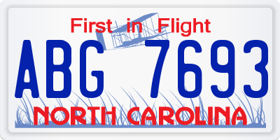 NC license plate ABG7693