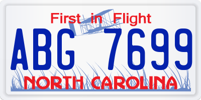 NC license plate ABG7699