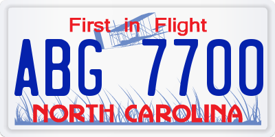 NC license plate ABG7700
