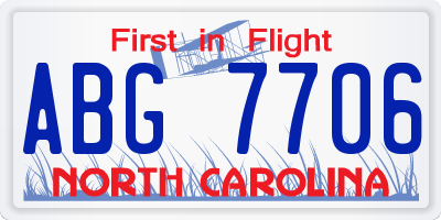 NC license plate ABG7706