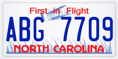 NC license plate ABG7709