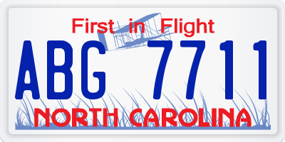 NC license plate ABG7711