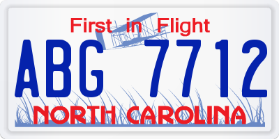 NC license plate ABG7712