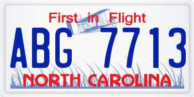 NC license plate ABG7713