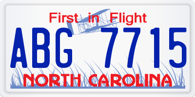 NC license plate ABG7715