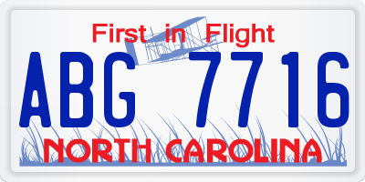 NC license plate ABG7716