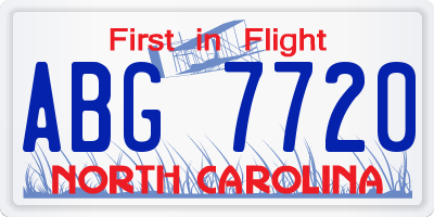 NC license plate ABG7720