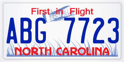 NC license plate ABG7723
