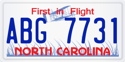 NC license plate ABG7731