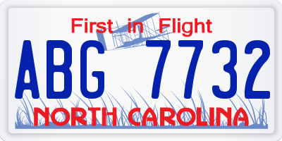 NC license plate ABG7732