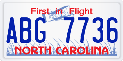 NC license plate ABG7736
