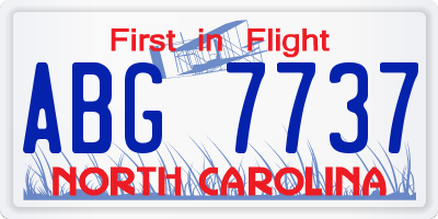 NC license plate ABG7737