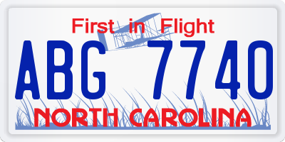 NC license plate ABG7740