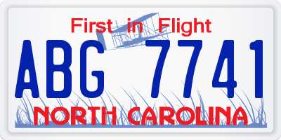 NC license plate ABG7741