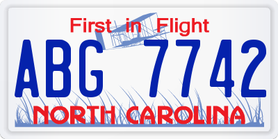 NC license plate ABG7742
