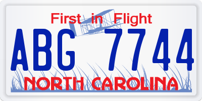 NC license plate ABG7744