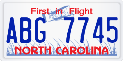 NC license plate ABG7745