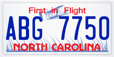 NC license plate ABG7750