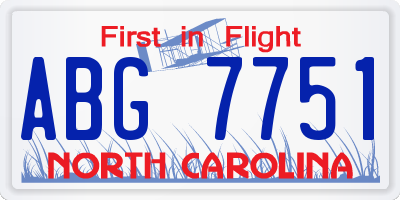 NC license plate ABG7751