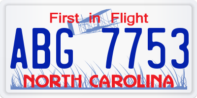 NC license plate ABG7753