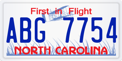 NC license plate ABG7754