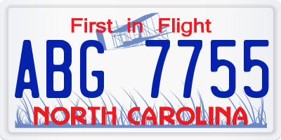 NC license plate ABG7755