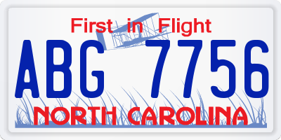 NC license plate ABG7756