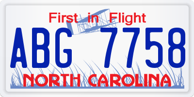 NC license plate ABG7758