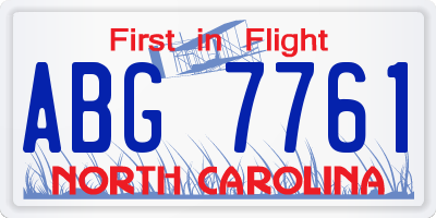 NC license plate ABG7761