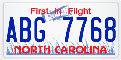 NC license plate ABG7768